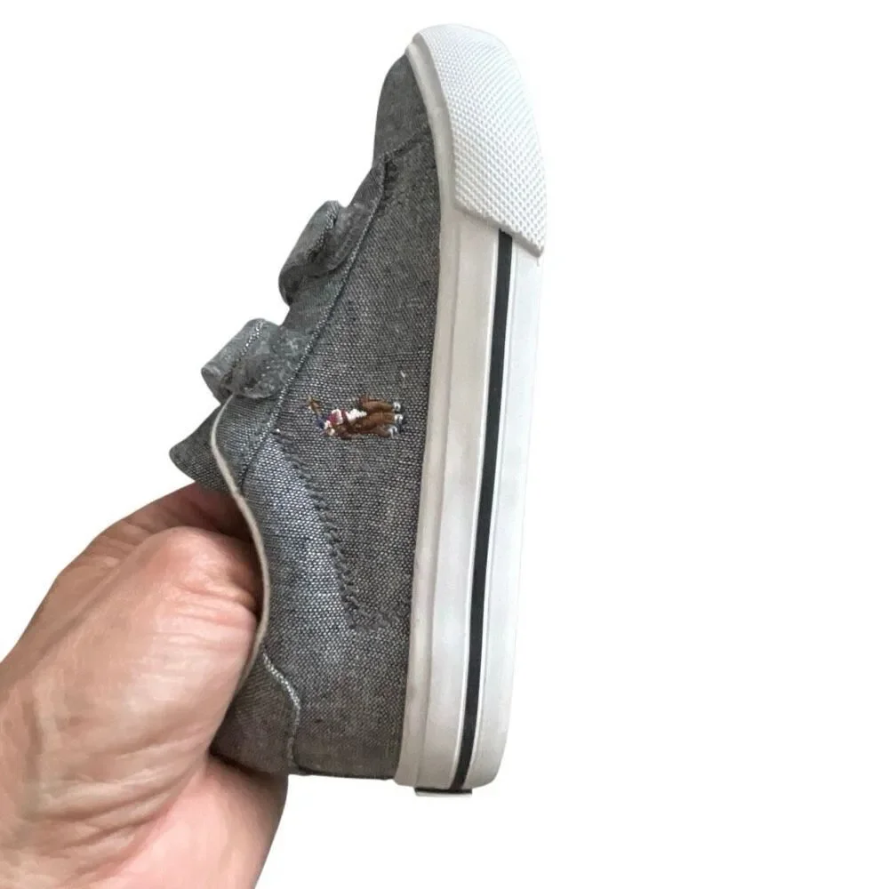 NWOT Polo Ralph Lauren Easten EZ Grey Chambray / Multi Pony Player Shoes Size 8.
